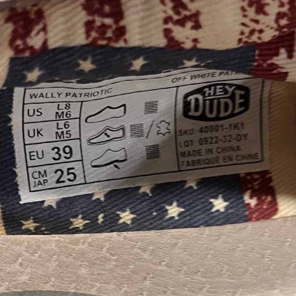 Hey Dude Casual American Flag Patriotic Loafers Women’s Size 8 - Picture 7 of 9